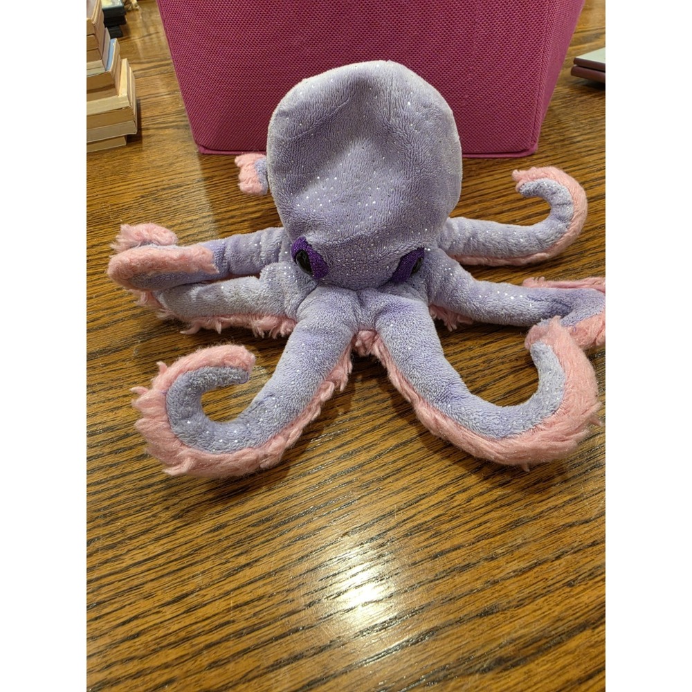 Douglas Red Tag Pastel Pink & Purple Sparkle Octopus 11"  Plush Stuffed Animal